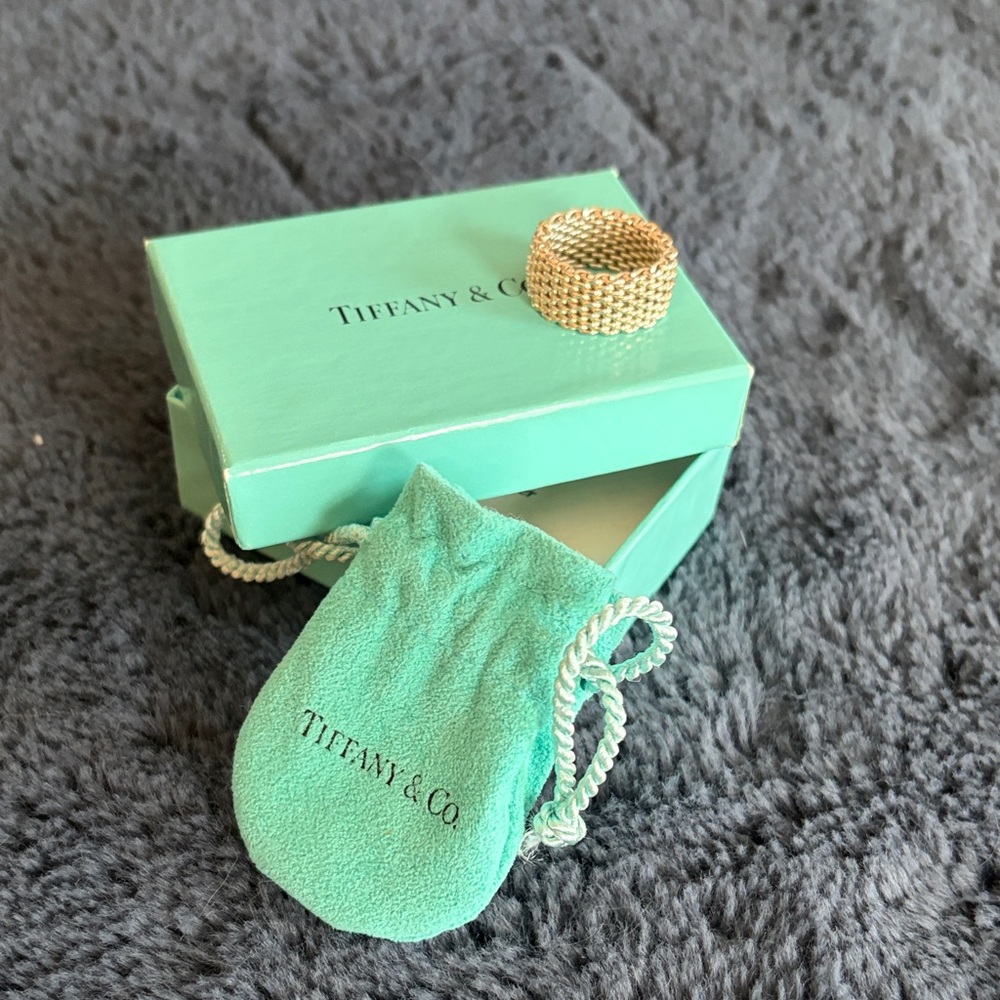 Tiffany & Co. 925 Sterling Silver Somerset Mesh Woven Ring, Size 6